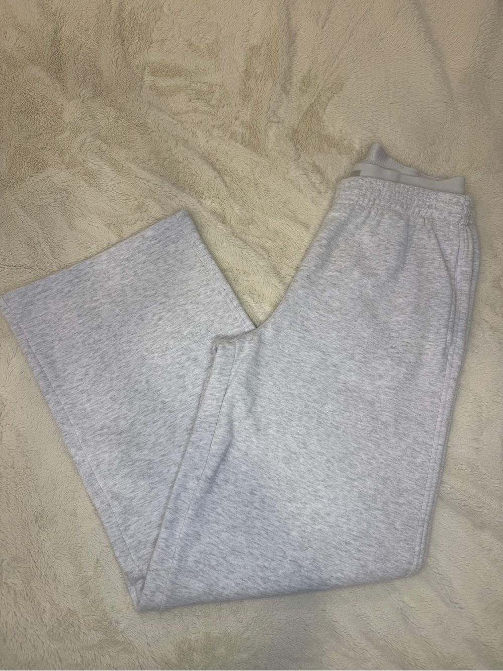 SKIMS Cotton Fleece Exposed Boxer Wide Leg Pants Light Heather Grey XS